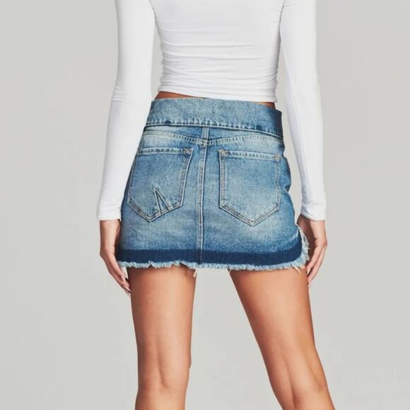NWT SER.O.YA Retofête Holly Fold Over Distressed Denim Skirt 30 - Picture 3 of 13
